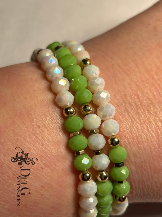 Esperanza bracelet. White and green quartz
